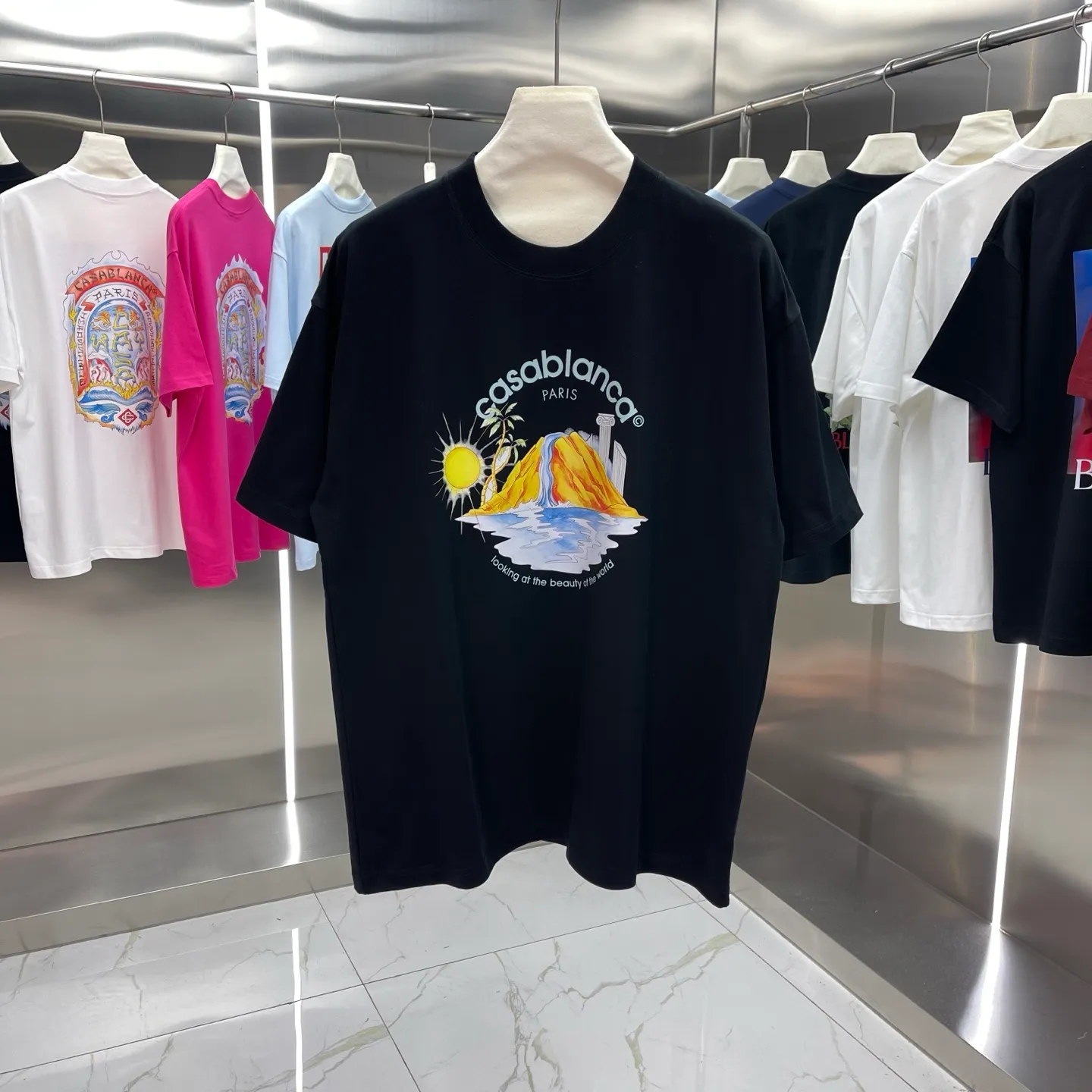 25ss New Arrival Casablanca Classic Series T ～ ， ， 。 ， Classic ， In Stock ！ ：White Black Light Blue Size：S M L XL XXL